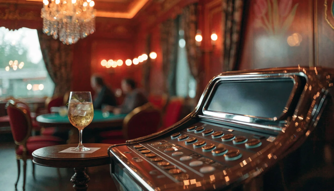 Stijlvolle gokkast in een modern Nederlands casino-interieur