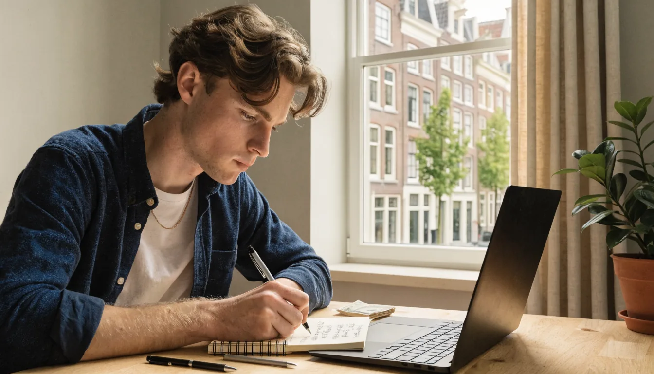Man stelt speellimieten in een notitieboek voor het spelen.