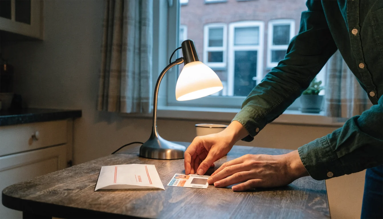 Identiteitskaart op tafel voor verificatie van een account.